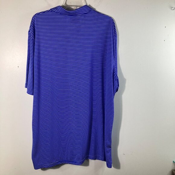 Mens PGA Tour Golf Polo Shirt Short Sleeve Striped 2XL Blue White Polyester - Picture 2 of 8
